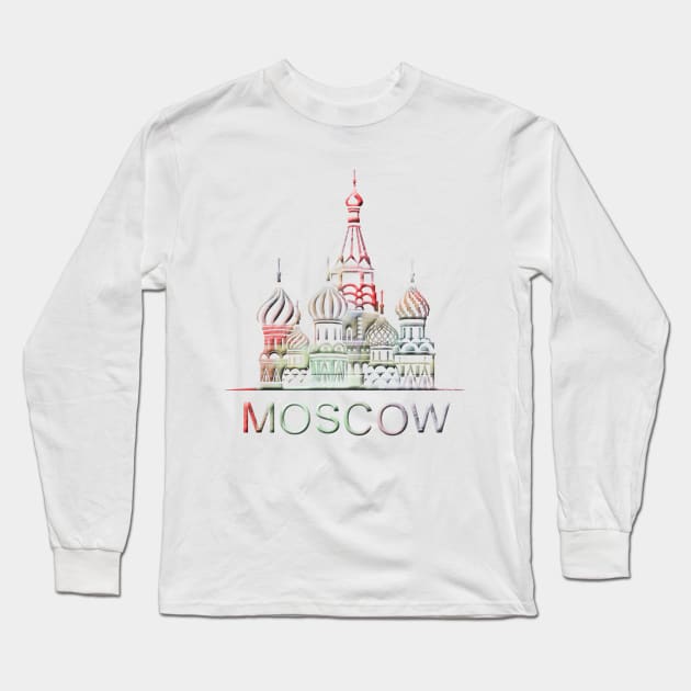 MOSCOW St. Basil's Cathedral Long Sleeve T-Shirt by doniainart